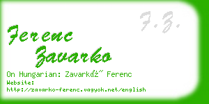 ferenc zavarko business card